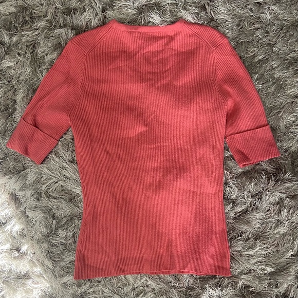 Cache Creek women salmon pink waffle knit short sleeves top. Size S. Used., - Picture 2 of 6